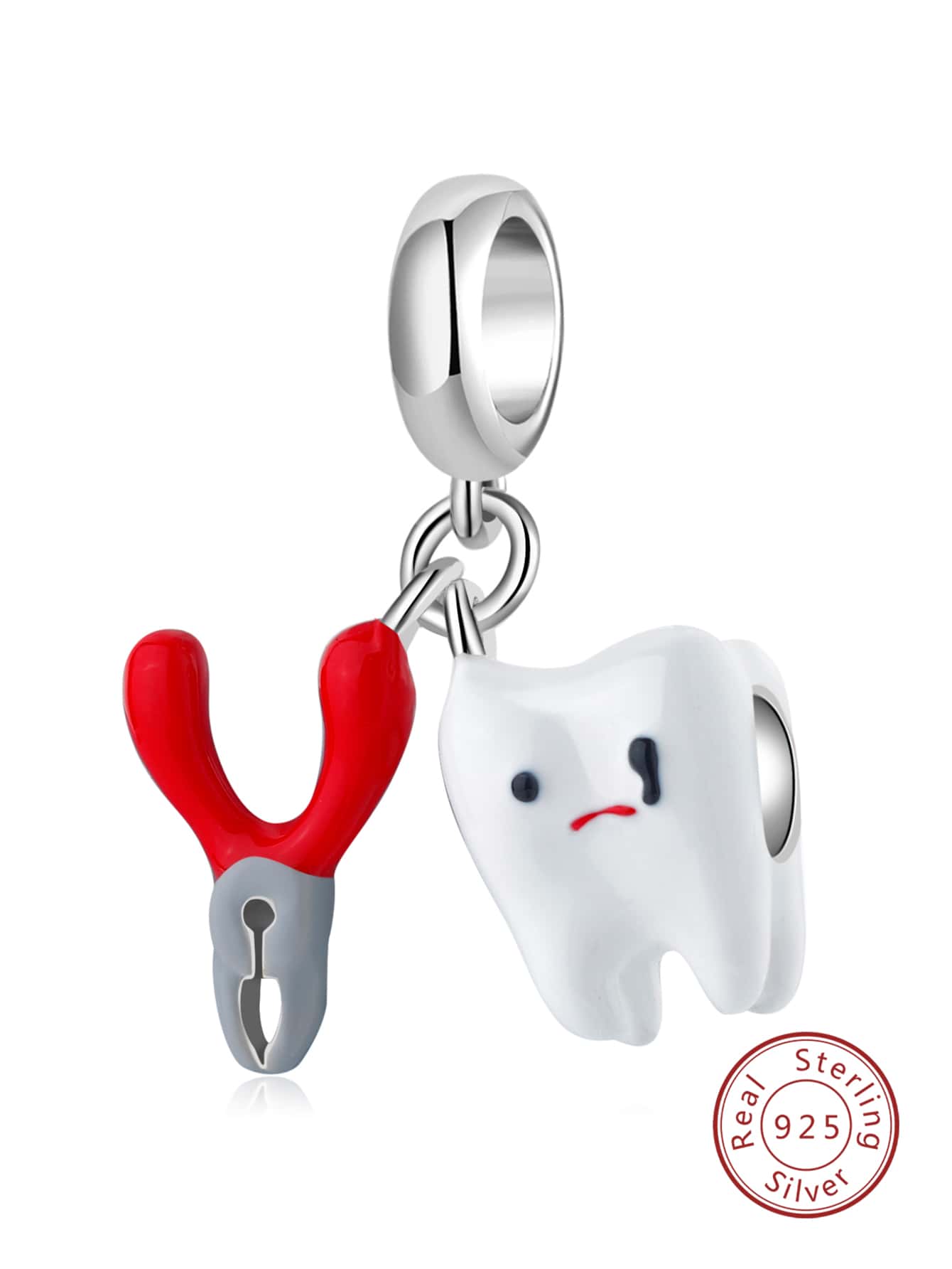 女王牙吊墜釘珠925純銀鉗吊墜適用於項鍊手鍊適合女士女孩