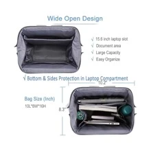 Lekesky Laptop Backpack 15.6 Inch Stylish Computer Backpack Work Travel Backpack for Women and Men, Black - Black 15.6 inch - View 2