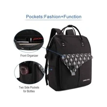 Lekesky Laptop Backpack 15.6 Inch Stylish Computer Backpack Work Travel Backpack for Women and Men, Black - Black 15.6 inch - View 3