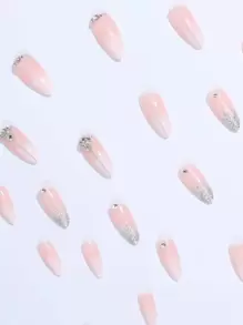 24pcs/Set Ins Style Fresh Painted Almond Shape Full Coverage False Nails With A Set Of Manicure Tools, Suitable For Women, Party, Dance And Daily Wear Press On Nails Nail Supplies - Multicolor - View 4