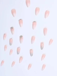 24pcs/Set Ins Style Fresh Painted Almond Shape Full Coverage False Nails With A Set Of Manicure Tools, Suitable For Women, Party, Dance And Daily Wear Press On Nails Nail Supplies - Multicolor - View 5