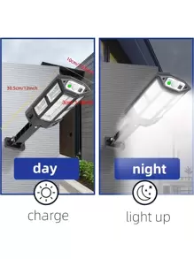 1pc Ultra Bright 6500k Outdoor Solar Wall Light With Remote Control, Motion Sensor & 43 Led For Yard Lighting Ip65 Waterproof