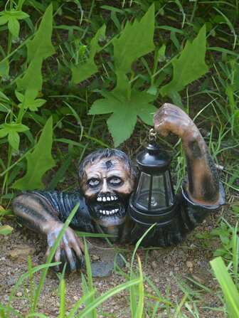 1入組樹脂手工藝品殭屍帶燈籠雕塑,適用於花園戶外萬聖節裝飾