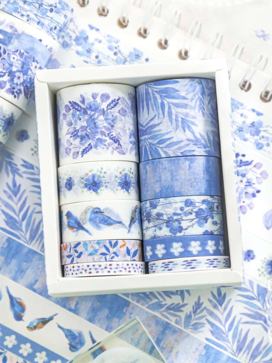 10 卷、和纸胶带套装、花卉和纸胶带、和纸胶带、子弹日记用品、装饰胶带、可爱和纸胶带、圣经日记用和纸胶带、可爱胶带、圣经日记用品 - 彩色 - 查看 1