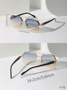 POLASUP 一副男士金属双梁时尚眼镜，适合夏季海滩、户外旅行、返校季等场合，打造时尚学院风造型。 - 彩色 - 查看 6