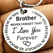 1pc Men's Stainless Steel Keychain Pendant Key Ring Perfect Gift For Brothers And Friends To Show Your Love - Silver - View 4