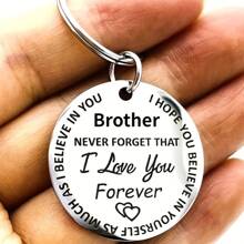 1pc Men's Stainless Steel Keychain Pendant Key Ring Perfect Gift For Brothers And Friends To Show Your Love - Silver - View 1