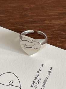 BALMORA 1pc Versatile and Fashionable S925 Smooth Sterling Silver Letter Love Ring for Women for Daily Wear Party