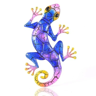 Small Metal Gecko Yard Garden Decoration For Outdoor Statues Home-Garden Wall Decor Miniature Sculpture Lizard Ornaments