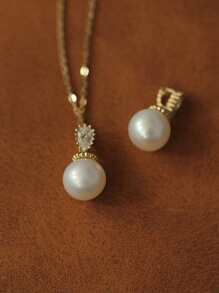 BALMORA 1件925纯银简约优雅复古珍珠项链，女士时尚颈链，生日派对珠宝礼物 - 金色 - 查看 3