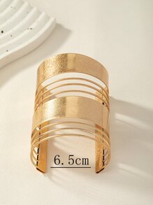 1pc Fashionable Retro Punk Style Hollow Out Metal Bracelet, Perfect For Travel, Vacation, Party And Cross-border Customs - Yellow Gold - View 6