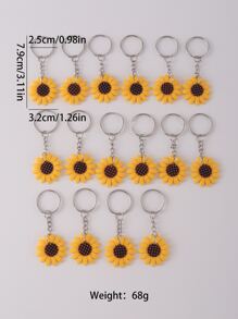 16 piezas Llaveros con forma de girasol/margarita de PVC, colgantes de bolsa, accesorios de fiesta de vacaciones, accesorios para coche, encantos de bolsa, obsequio escolar