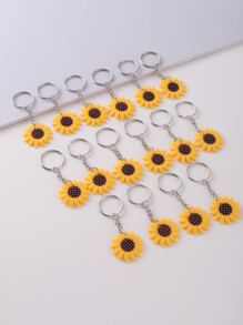 16 piezas Llaveros con forma de girasol/margarita de PVC, colgantes de bolsa, accesorios de fiesta de vacaciones, accesorios para coche, encantos de bolsa, obsequio escolar