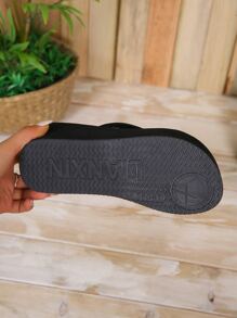 de mujeres casual Sandalias con delgado tirantes , TPR suela , suave , cuña tacón con grueso Bottom , negro , adecuado para día festivo con verano