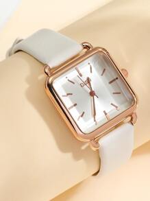 DISU Square Pointer Quartz Watch As A Gift For Students Returning To School - White - View 4