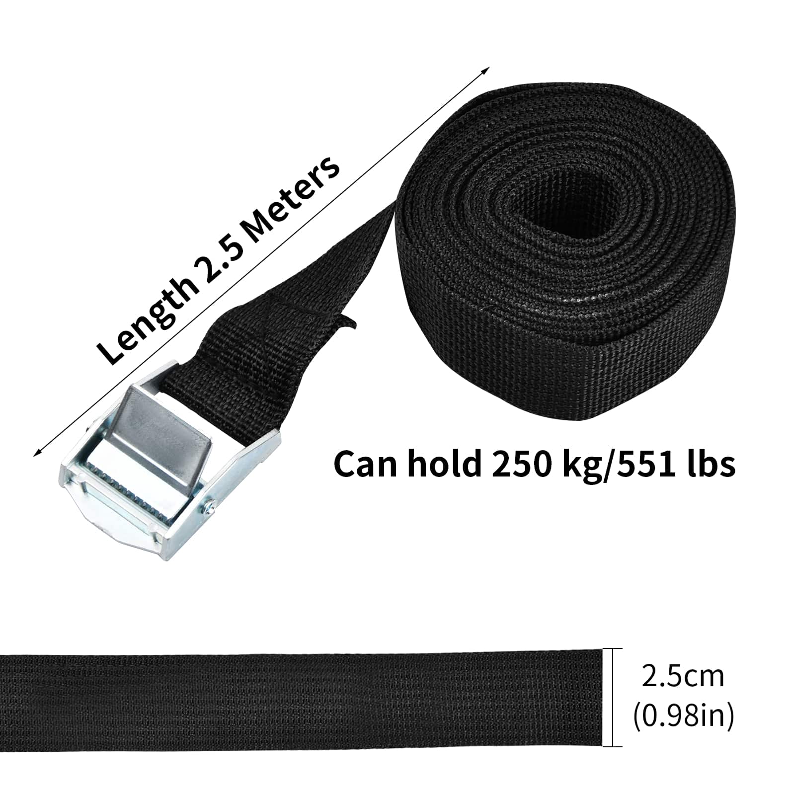 8 Piece Lashing Strap, Fastening Strap, Tensioning Straps with Clamping