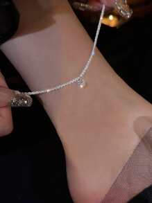 1入時尚水滴吊墜腳鍊,適合女性日常穿著