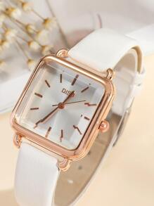DISU Square Pointer Quartz Watch As A Gift For Students Returning To School - White - View 5