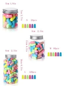 1 瓶防噪音睡眠耳塞适用于卧室、旅行、办公室、学校 - 彩色 - 查看 2