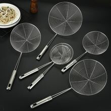 Kitchen Multi-functional Filter Spoon Stainless Steel Fine Mesh Wire Oil Skimmer Strainer Fried Food Net Kitchen Gadgets - Silver - View 2