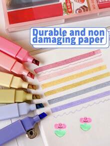 6 支香味双头荧光笔，带柔软方形头，适合学生做笔记、绘画、涂色和涂鸦。极具吸引力的价值，可爱又简单的文具记号笔 - 彩色 - 查看 2