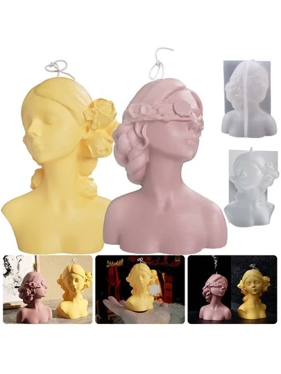 1入組玫瑰花眼罩女孩石膏矽膠模具,自製芳香療法蠟燭皂