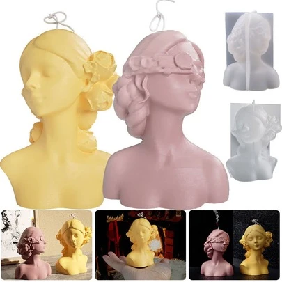 1入組玫瑰花眼罩女孩石膏矽膠模具,自製芳香療法蠟燭皂