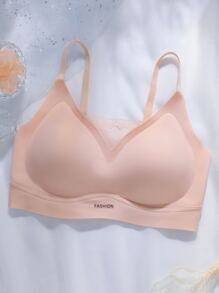 Wirefree Comfortable Women's Sports Bra With Push Up And Side Support, Thin Cup And Strap Style Underwear