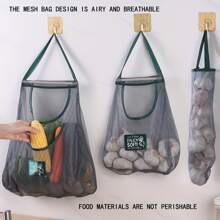 3 Pièces Sac De Rangement En Maille Réutilisable À Suspendre Au Mur, Sac En Maille Solide Et Durable Pour Les Fruits Et Les Légumes, Panier À Fruits Suspendu Lavable Et Écologique Pour L'ail, Les Pommes De Terre, Les Oignons Ou L'organisation Du Garde-manger