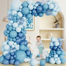141入組藍色的氣球拱門花環適用於寶寶派對生日婚禮海洋主題背景派對裝飾用品 - 彩色 - 查看 3