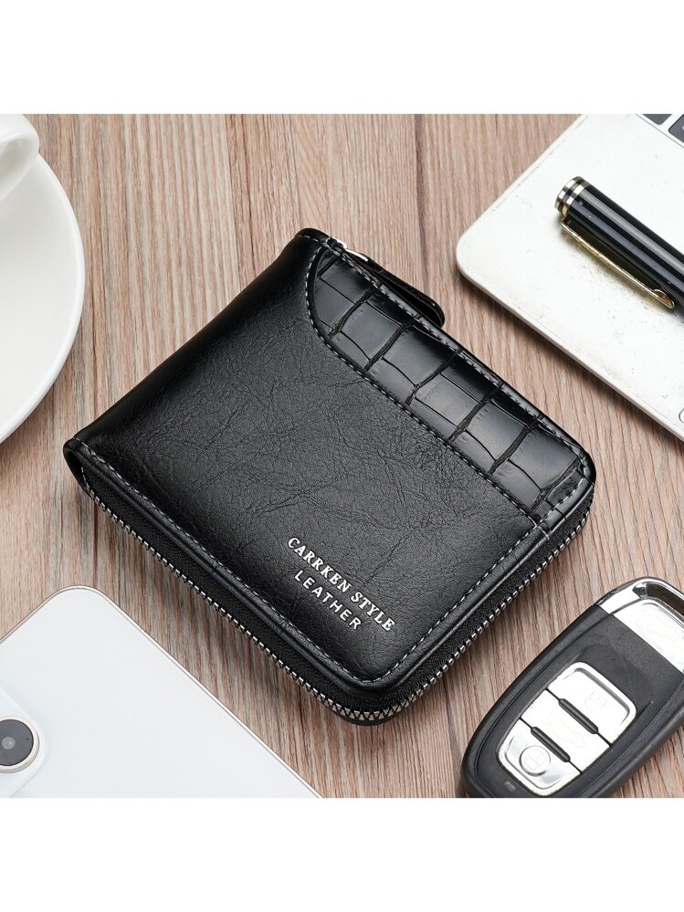 1pc New Men's Crocodile Pattern Multifunctional Zipper Fashion