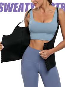 Women's Sports  Tank Top, Perfect For Yoga, Running, Fitness, And Waist Training. It Promotes Sweating And Shapes The Body. Open-Bust Design With Adjustable Straps For A Comfortable Fit. Made With Chloroprene Rubber Material To Create Perfect Curves Shapewear Waist Trainer Corset - Black - View 2