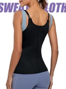 Women's Sports  Tank Top, Perfect For Yoga, Running, Fitness, And Waist Training. It Promotes Sweating And Shapes The Body. Open-Bust Design With Adjustable Straps For A Comfortable Fit. Made With Chloroprene Rubber Material To Create Perfect Curves Shapewear Waist Trainer Corset - Black - View 8