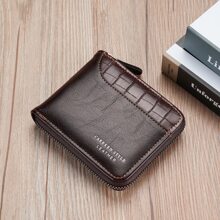 1 chiếc ví thời trang họa tiết cá sấu có in chữ, đựng tiền mặt di động cho nhân viên văn phòng nam, làm việc tại trường đại học, đi làm, đi làm văn phòng, kỷ niệm ngày cưới, làm quà tặng sinh nhật cho ngày lễ tình nhân, quà tặng cho nam, ví, ví nhỏ, ví da nam - Màu nâu  Mocha - Xem 6