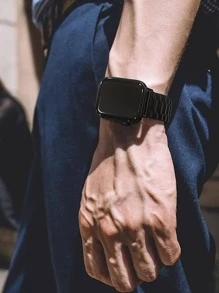 1pc Compatible With Apple Watch Bands 49mm 45mm 44mm 42mm 41mm 40mm 38mm, Stainless Steel Band Compatible With Apple Watch Ultra2/Ultra Series 9/8/7/6/5/4/3/2/1/SE/SE2 As A Gift For Students Returning To School - Black - View 2