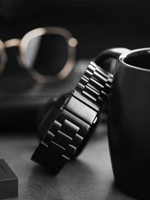 1pc Compatible With Apple Watch Bands 49mm 45mm 44mm 42mm 41mm 40mm 38mm, Stainless Steel Band Compatible With Apple Watch Ultra2/Ultra Series 9/8/7/6/5/4/3/2/1/SE/SE2 As A Gift For Students Returning To School - Black - View 3