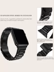 1pc Compatible With Apple Watch Bands 49mm 45mm 44mm 42mm 41mm 40mm 38mm, Stainless Steel Band Compatible With Apple Watch Ultra2/Ultra Series 9/8/7/6/5/4/3/2/1/SE/SE2 As A Gift For Students Returning To School - Black - View 4