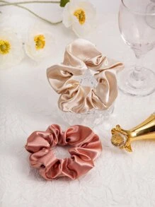 2 pièces/set Serre-tête large en tissu de satin multicolore et Élastique coloré pour cheveux pour femmes. Idéal pour les coiffures simples et de queue de cheval au quotidien et pour Halloween