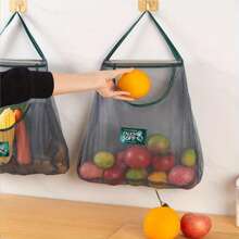 3 Pièces Sac De Rangement En Maille Réutilisable À Suspendre Au Mur, Sac En Maille Solide Et Durable Pour Les Fruits Et Les Légumes, Panier À Fruits Suspendu Lavable Et Écologique Pour L'ail, Les Pommes De Terre, Les Oignons Ou L'organisation Du Garde-manger