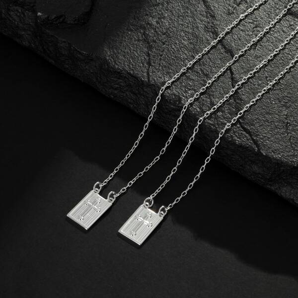 Escapulário Correntinha Cruz Masculina Banhado A Prata 925