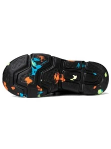 TOLLN Giày thể thao nam nhẹ đan màu trơn trung bình có in chữ Wazixie, mùa xuân và mùa thu - màu đen - Xem 12