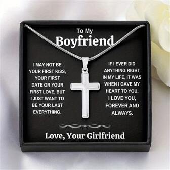 Exquisite Stainless Steel Cross Pendant Necklace Gift Set-Chain, Box & Card, For Boyfriend, Birthday, Valentine's Day, Party, Christmas Christmas Gift,Mom,Mother,Mother's Day,Gift