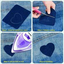 20pcs Denim Cloth Patches With Adhesive Backing, Embroidered Rectangular & Oval Elbow And Knee Fabric Appliques, DIY Craft Supplies