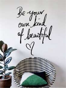 1pc English Lettering 'beautiful' Wall Sticker For Bedroom, Studio Or Dormitory Background Wall Decoration, Stickers, Wall Decal, Vinyl Decal For Home Decorations, Spring Decoration Items Refresh Your Home, Rama Decoration Stickers Gifts Birthday Graduation