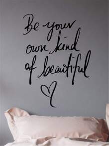 1pc English Lettering 'beautiful' Wall Sticker For Bedroom, Studio Or Dormitory Background Wall Decoration, Stickers, Wall Decal, Vinyl Decal For Home Decorations, Spring Decoration Items Refresh Your Home, Rama Decoration Stickers Gifts Birthday Graduation