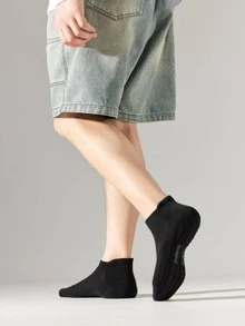 1pair Solid Color Breathable Mesh Casual Sports Socks - Black - View 1