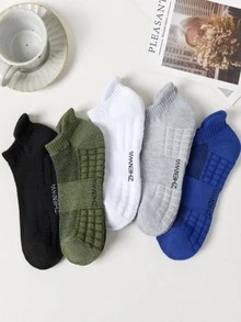 1pair Solid Color Breathable Mesh Casual Sports Socks - Black - View 4