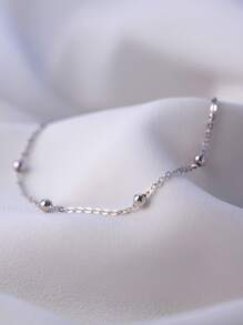ELSEDES 1 件 S925 纯银时尚简约多珠设计优雅脚链，适合日常和派对佩戴