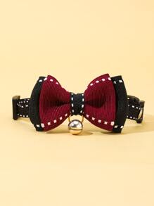1只波點紅黑雙層蝴蝶領結鈴鐺項圈裝飾,適用於貓和狗 - 彩色 - 查看 5