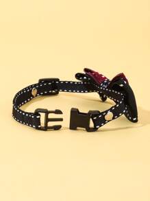 1只波點紅黑雙層蝴蝶領結鈴鐺項圈裝飾,適用於貓和狗 - 彩色 - 查看 3